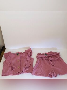Pink Ruffle Summer Two-Piece Set
